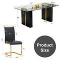 Table And Chair Set, Large Modern Minimalist Rectangular Glass Table, Can Accommodate 6 8 People, Equipped With Tempered Glass Tabletop And Large Mdf Table Legs, Comfortable And Minimalist Chairs. Transparent Mdf Glass