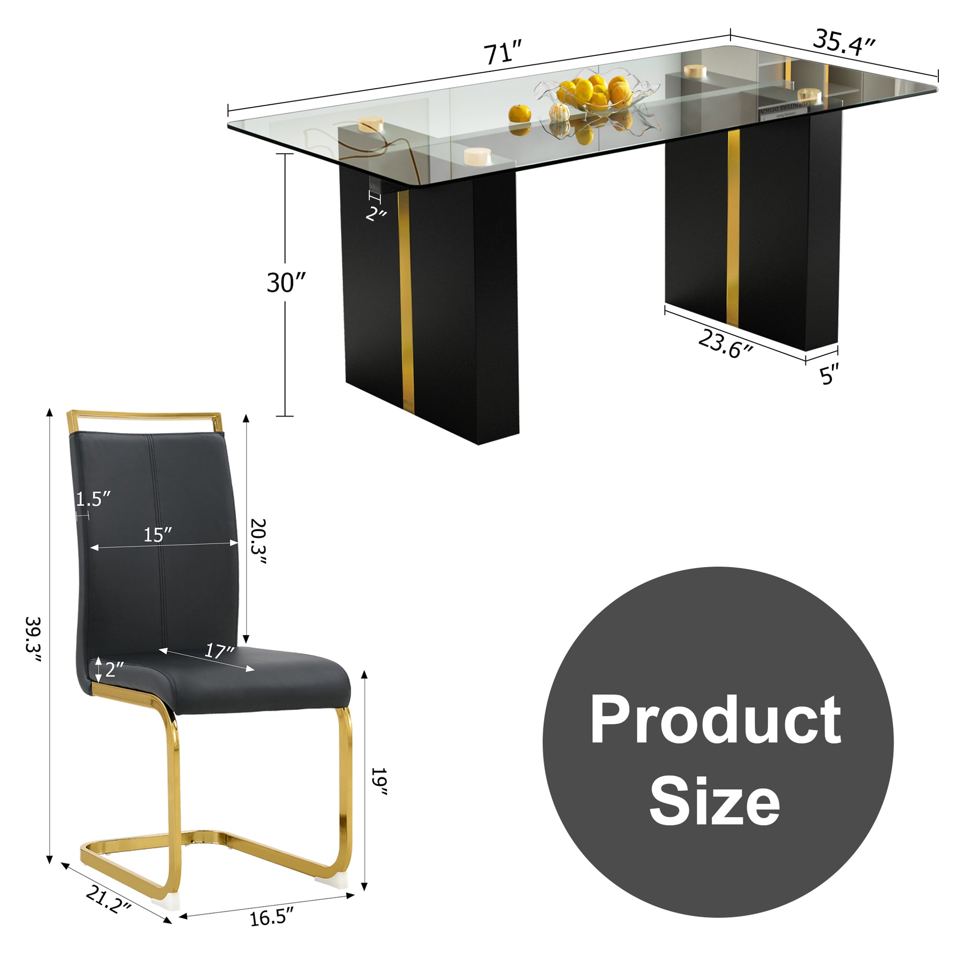 Table And Chair Set, Large Modern Minimalist Rectangular Glass Table, Can Accommodate 6 8 People, Equipped With Tempered Glass Tabletop And Large Mdf Table Legs, Comfortable And Minimalist Chairs. Transparent Mdf Glass