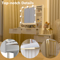 Makeup Vanity Desk With Mirror And Lights, Vanity Table, 5 Drawers, Side Cabinet, Storage Shelves For Bedroom, White White Drawer 5 Drawers & Above Bedroom Extra Deep Drawers Mdf