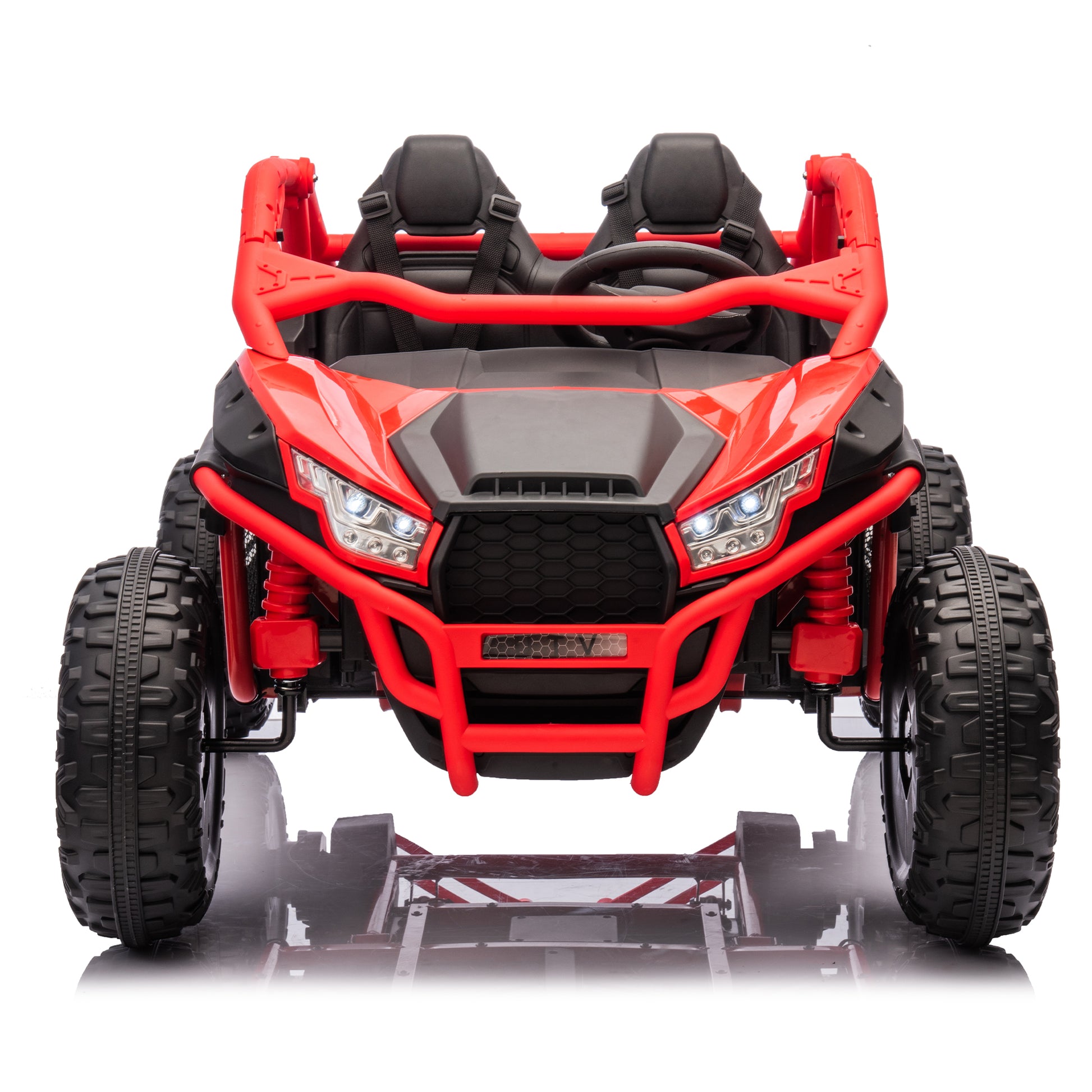 24V Two Seater Kids Ride On Utv W Parents Control,20In Seat Width,400W Super High Power,Four Wheel Suspension,Bluetooth,Mp3,Usb,Led Light,Horn,Rear Storage Space,Speeds 3.73 4.97Mph For Kids Aged 3 . Red 100 149 Lbs Polypropylene