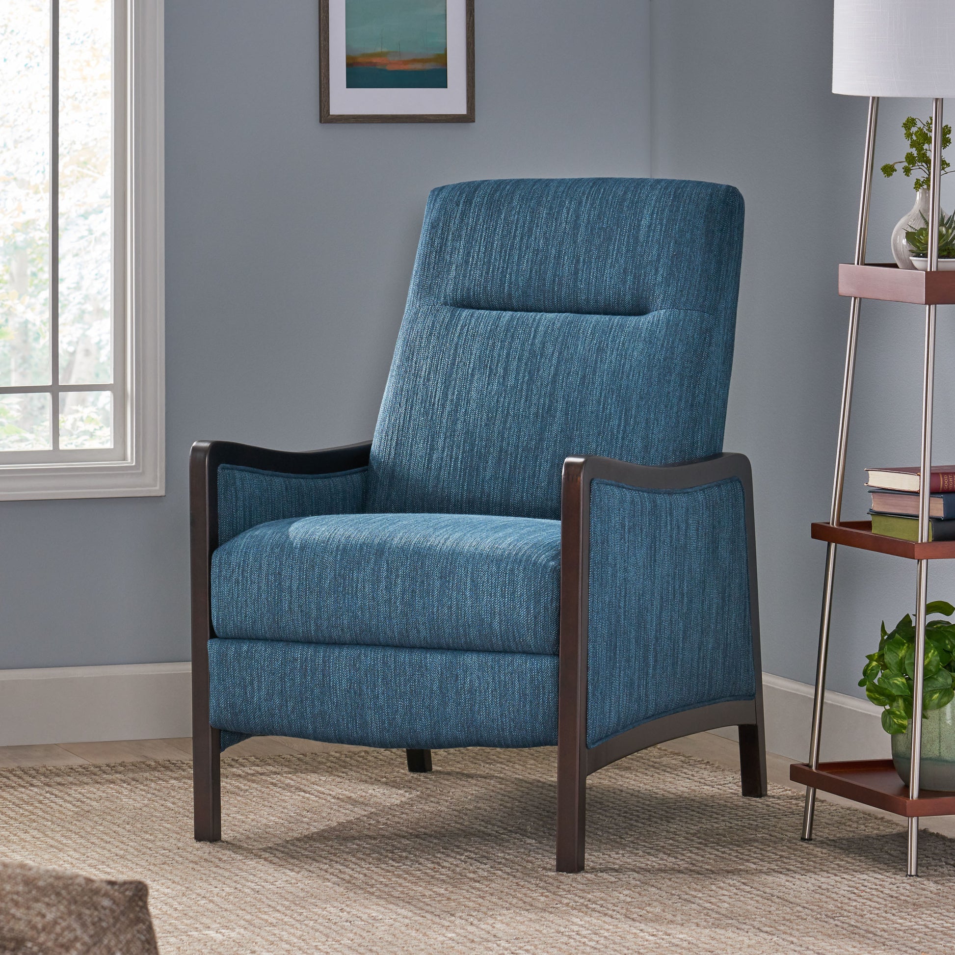 Recliner Chair Navy Blue Fabric