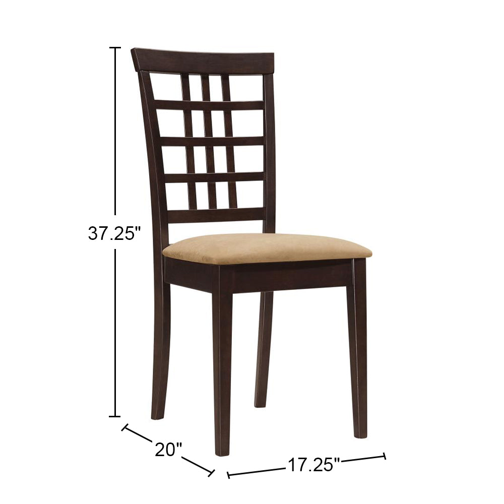 Set Of 2 Lattice Back Dining Chairs, Cappuccino Solid Cappuccino Dining Room Rectangular Dining Chairs Set Of 2 Fabric,Mdf