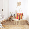 Hanging Macrame Hammock Chair With Handwoven Cotton Backrest Natural Cotton