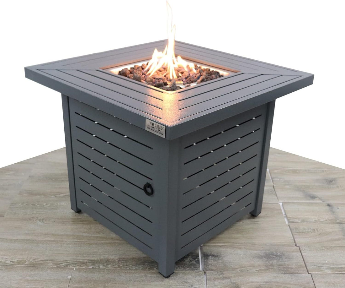 25'' H X 30'' W Steel Outdoor Fire Pit Table With Lid Grey Garden & Outdoor Modern Stone Steel