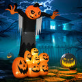 Homcom 9Ft Halloween Inflatables Outdoor Decorations, Pumpkin Ghost With Pumpkin Patch, Outdoor Giant Blow Up Yard Decor With Build In Led For Garden, Lawn, Party, Holiday Orange Polyester