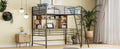 Full Size Loft Bed With Desk And Shelfloft Bed With Ladder,Full,Black Full Black Metal