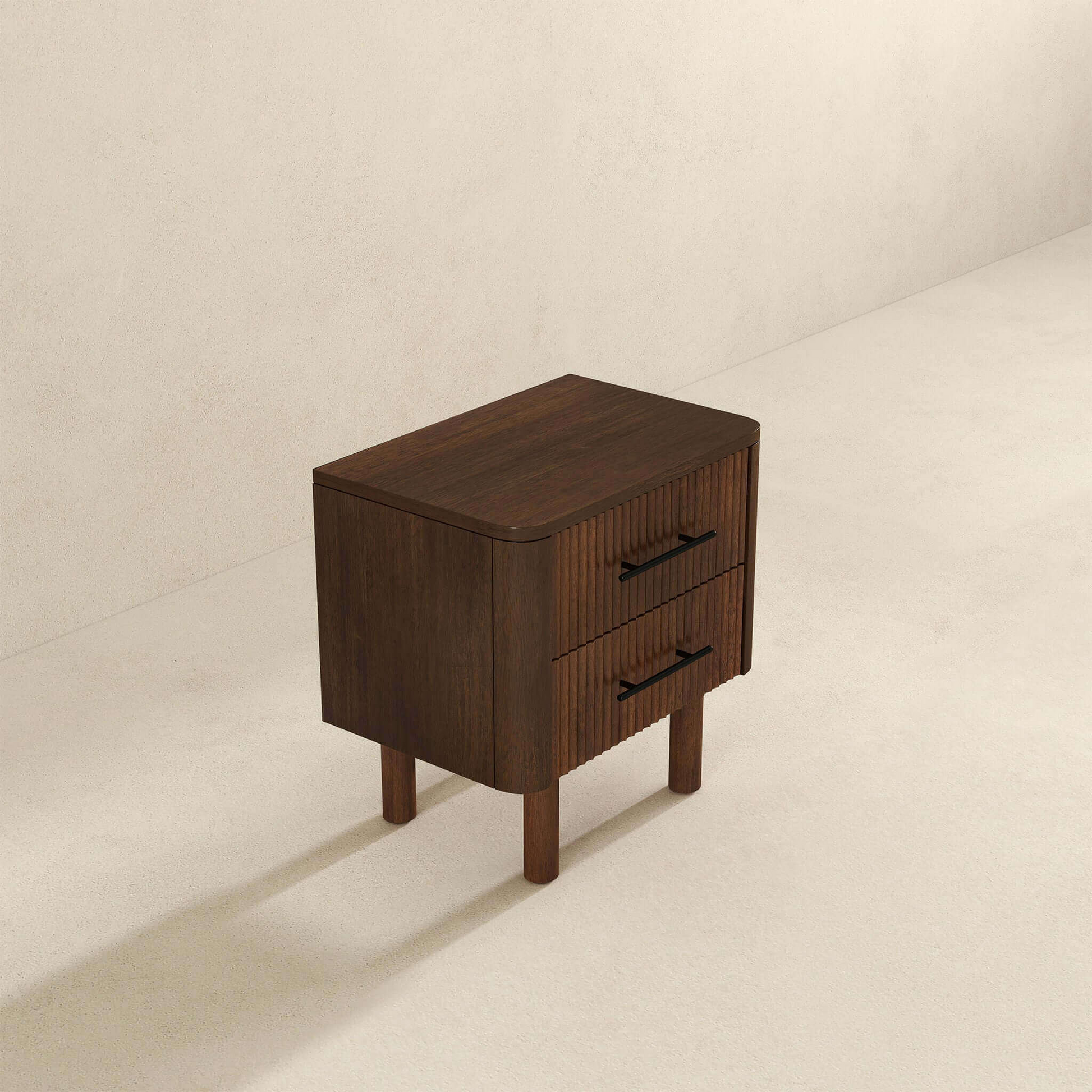 Logan Mid Century Modern Walnut Nightstand Bed Side Tables With 2 Drawers Brown,Wood Brown 2 Drawers Bedroom With Legs Mid Century Modern Solid Wood Walnut Finish Solid Wood