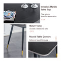 Table And Chair Set. Large Modern Rectangular Table With Black Textured Top And Black Metal Legs. Soft And Comfortable Pu Seats, Faux Leather Upholstered Seats And Sturdy Metal Legs. White Black Seats 4 Sintered Stone