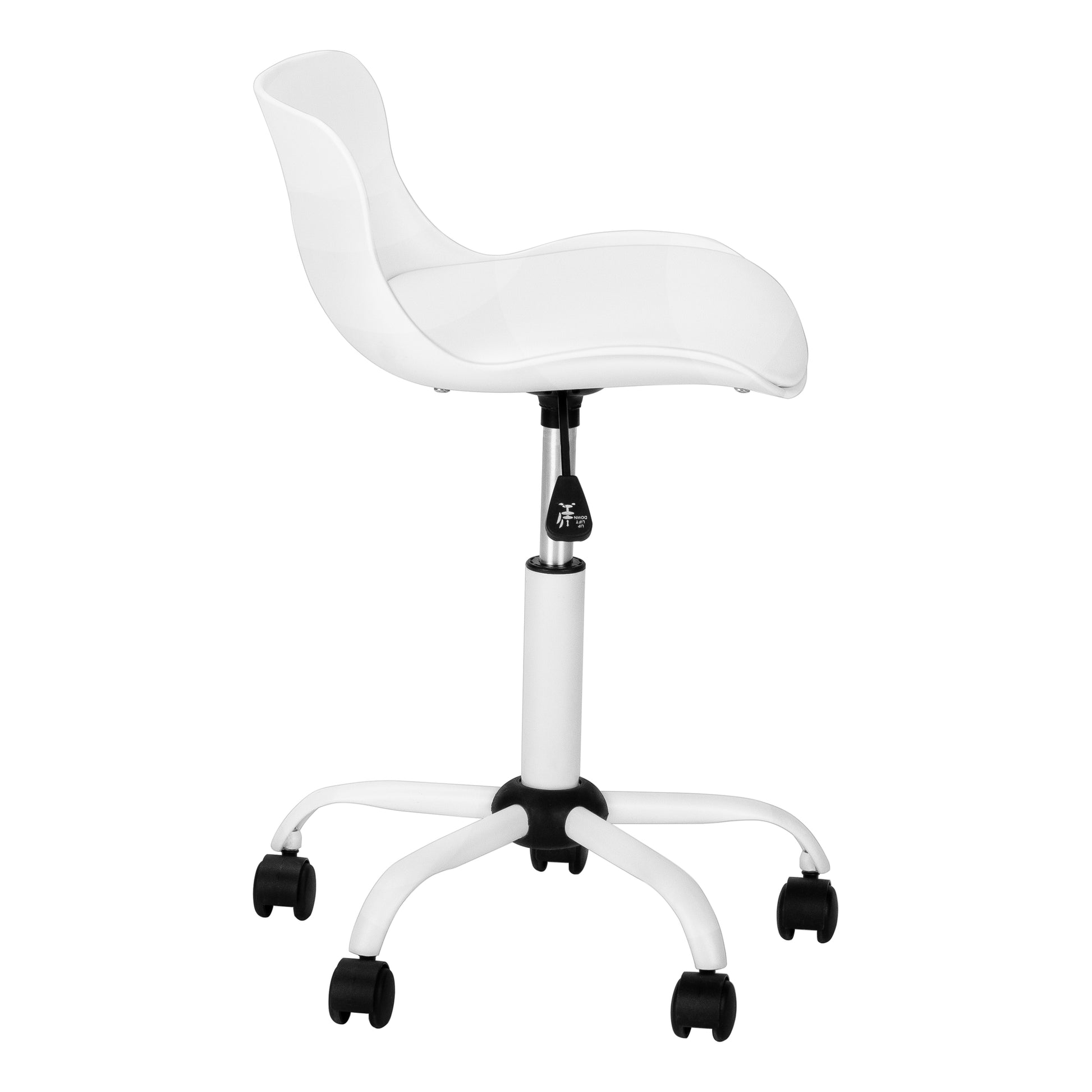 Office Chair, Adjustable Height, Swivel, Ergonomic, Computer Desk, Work, Juvenile, White Leather Look, White Metal, Contemporary, Modern White Foam Metal