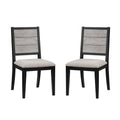 Set Of 2 Dining Chairs With Upholstered Seat, Grey And Black Solid Black Grey Dining Room Rectangular Dining Chairs Set Of 2 Plywood,Polyester