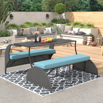 Versatile Outdoor Seat That Converts To Four Seats And A Table, Suitable For Gardens And Lawns Blue Hdpe