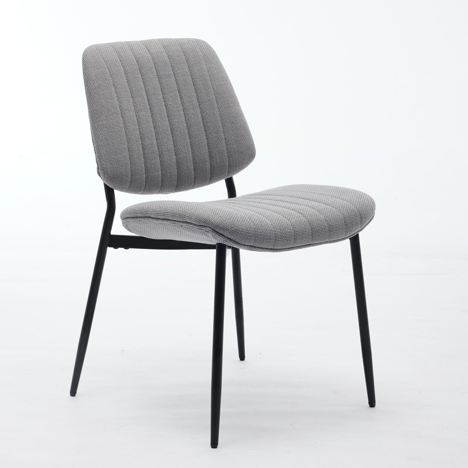 Dining Chairs Set Of 2 Modern Retro Linen Chair With Bentwood Back Upholstered Seat Metal Legs Adjustable Foot For Kitchen Dining Room Chairs Gray Linen Gray Set Of 2 Foam Linen
