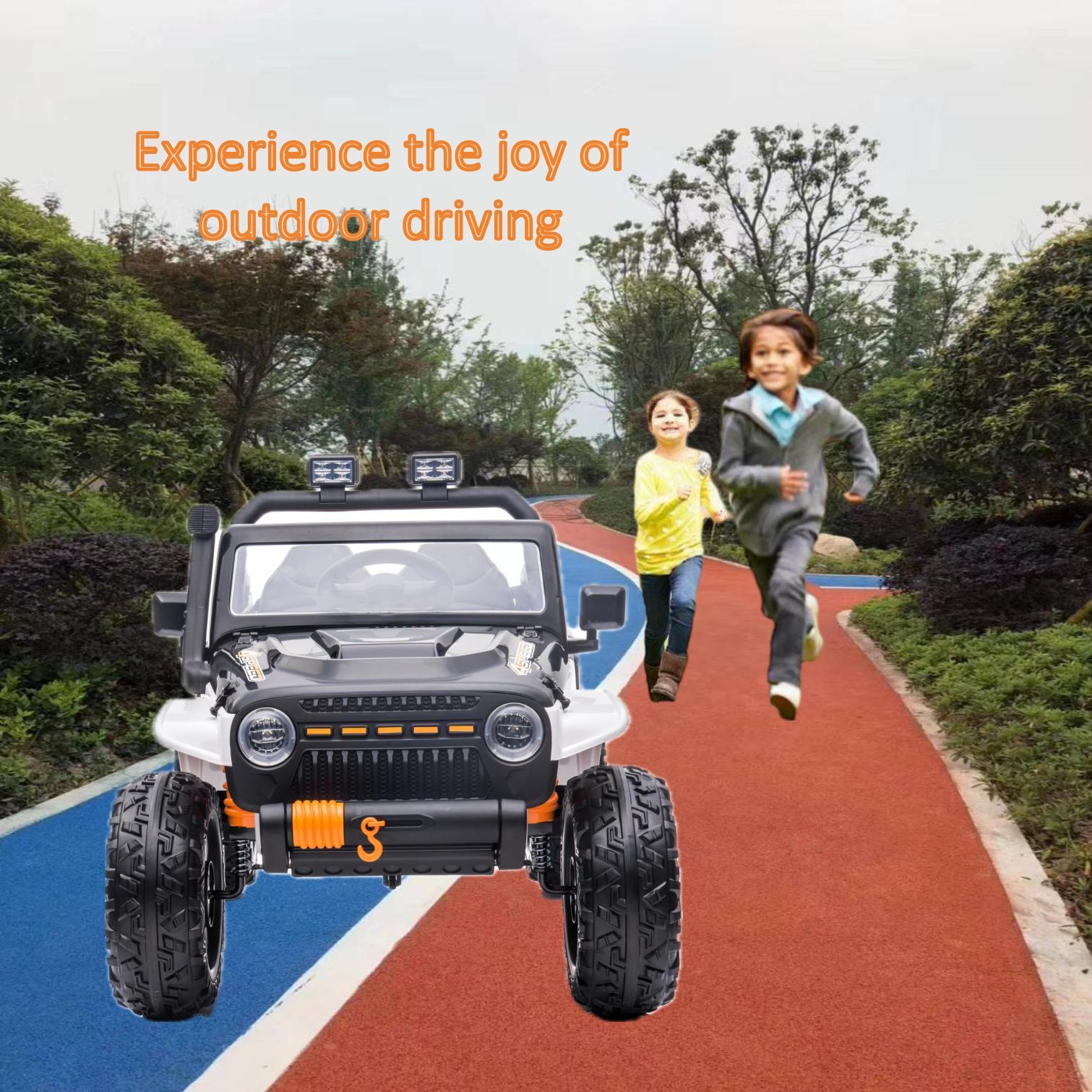 Ride On Car 24V Car For Kids & Parents, 550*4 Drving,Battery Powered Toy Car With Remote Control, Bluetooth,Front Back Button,Safety Belt White Black 150 199 Lbs Abs Steel Q235 3 To 4 Years Plastic Indoor & Outdoor Use