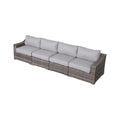 Fully Assembled 4 Piece Rattan Sectional Seating Set With Cushions Grey Mix Wicker