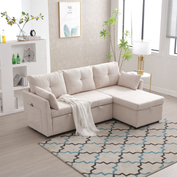 United Modular Sectional Sofa L Shaped Modular Couch With Reversible Chaise Modular Sofa Sectional Couch With Storage Seats Beige Chenille 3 Seat