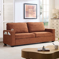 Corduroy Sofa, 87.4 Inch Modern Design Sofa With Cup Holder And Storage Bags, Deep Seat Sofa Couch,Comfy Couch For Living Room,Apartment,Brown Brown Corduroy 3 Seat