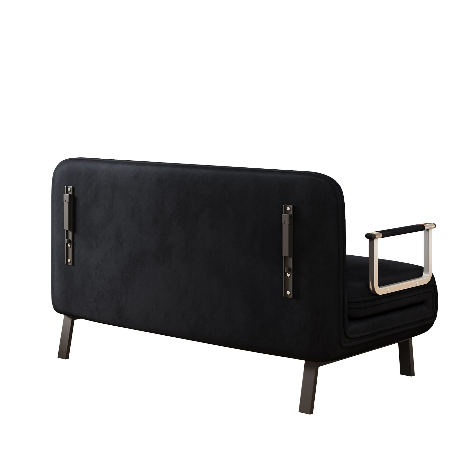 Velvet Black 55 Convertible Chair Bed, Tri Fold Sofa Bed With Adjustable Backrest & Pillow, Leisure Chaise Lounge Couch With Sturdy Steel Frame For Home & Office, Comfortable Sleeper Chair Black Velvet Metal Primary Living Space Medium Firm Contemporary