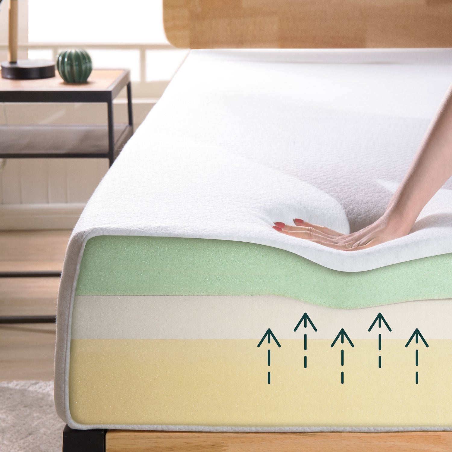 Queen 10" Gel Memory Foam & Green Tea Mattress White Foam Foam Queen