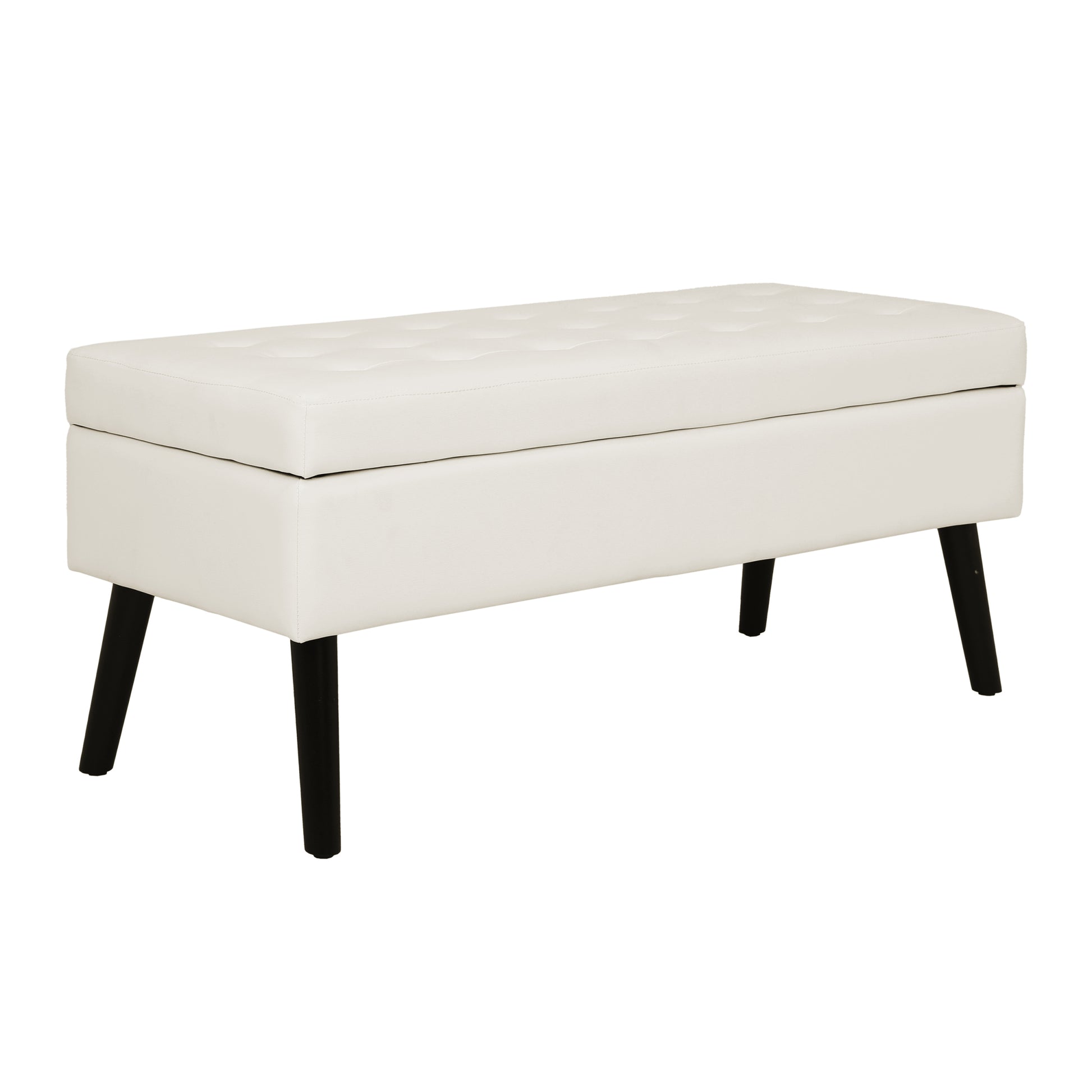 Storage Bench With Storage Bench For Bedroom End Of Bed Bench Foot Of Bed Bench Entryway Bench Storage Ottoman Bench 43.3" W X 17.7" White Pu Leather Bench White Pu Flip Top Pu Leather