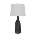 25 Inch Set Of 2 Artisanal Ceramic Accent Table Lamp, Fluted, Grayed Black White Ceramic