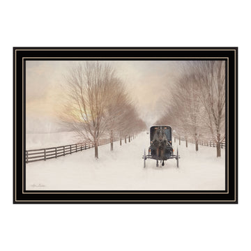 Snowy Amish Lane Black Framed Wall Art For Living Room, Bedroom Wall Art Print For Home Decor By Lori Deiter Multi Wood Paper