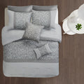 Embroidered 8 Piece Comforter Set Grey Queen Queen Grey Polyester