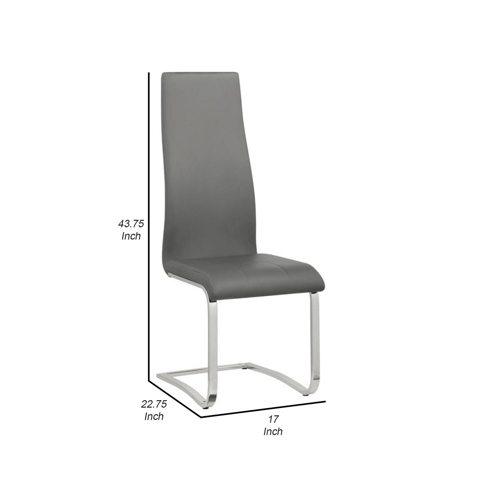 Dining Chair With Breuer Style, Set Of 4, Gray Gray Metal
