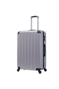 3 Piece Abs Hard Luggage Set With Universal Wheels And Luggage Password Lock, 20 24 28 Inches Silver Grey Abs