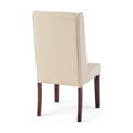 Dining Chair Beige Wood Fabric