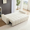 94.49''Sleeper Sofa, Sofa Bed 2 In 1 Pull Out Couch Bed With Storage Chaise For Living Room, Sofa Sleeper With Pull Out Bed, Cream Style Couch Beige Fabric 3 Seat