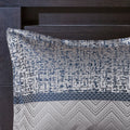 7 Piece Jacquard Comforter Set Navy Queen Queen Navy Polyester