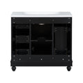 Contemporary Black Bathroom Vanity Cabinet 36X18X34 Inches, 4 Drawers & 1 Cabinet Door, Multipurpose Storage, Resin Integrated Sink, Adjustable Shelves, Solid Wood Frame With Mdf Black Bathroom