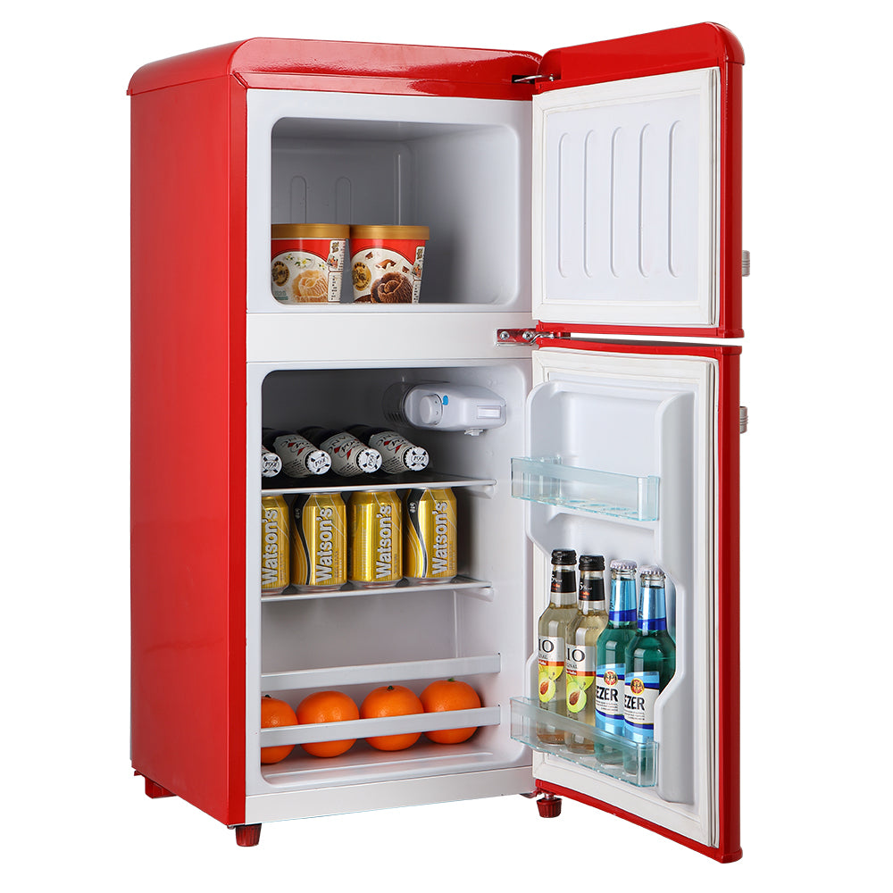 3.5Cu.Ft Compact Refrigerator Mini Fridge With Freezer, Small Refrigerator With 2 Door, 7 Level Thermostat Removable Shelves For Kitchen, Dorm, Apartment, Bar, Office, Red Red Kitchen Modern Abs Steel Q235