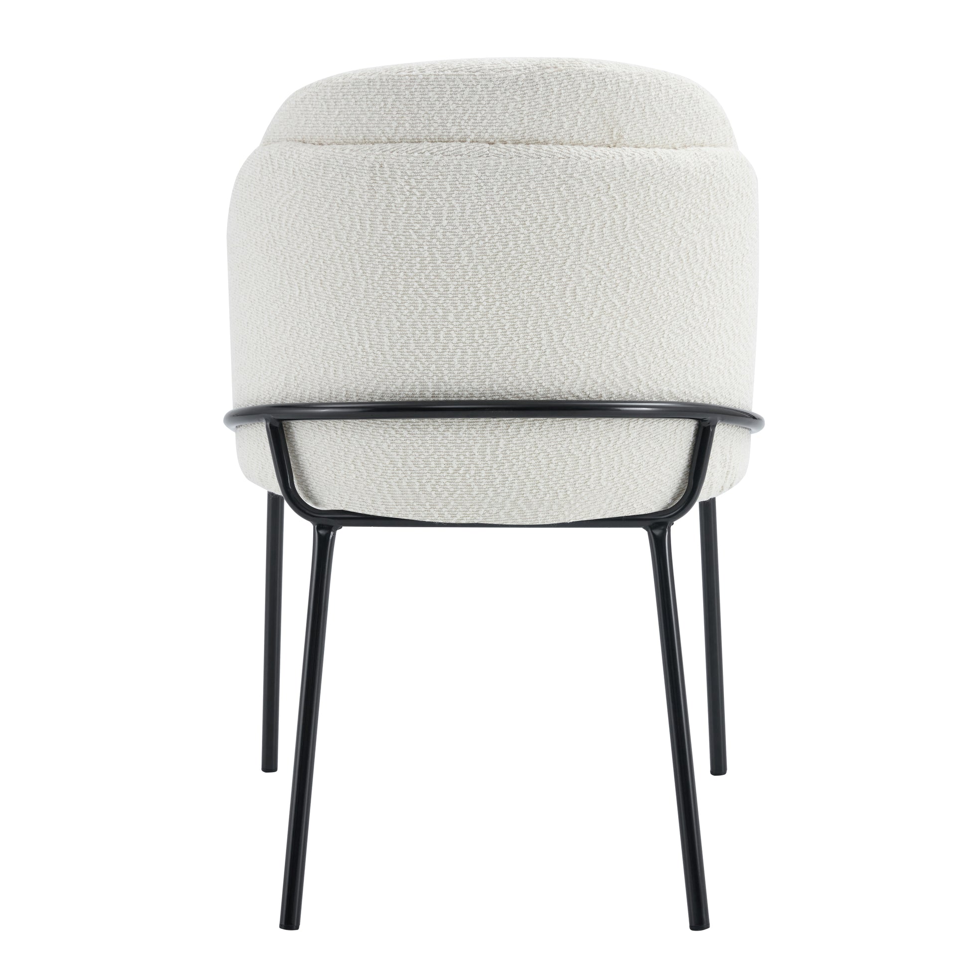 Set Of 2 Dinning Chair Antique White Fabric Metal