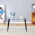 Glass Dining Table Transparent, 130*80* 8Mm Black Seats 4 Glass