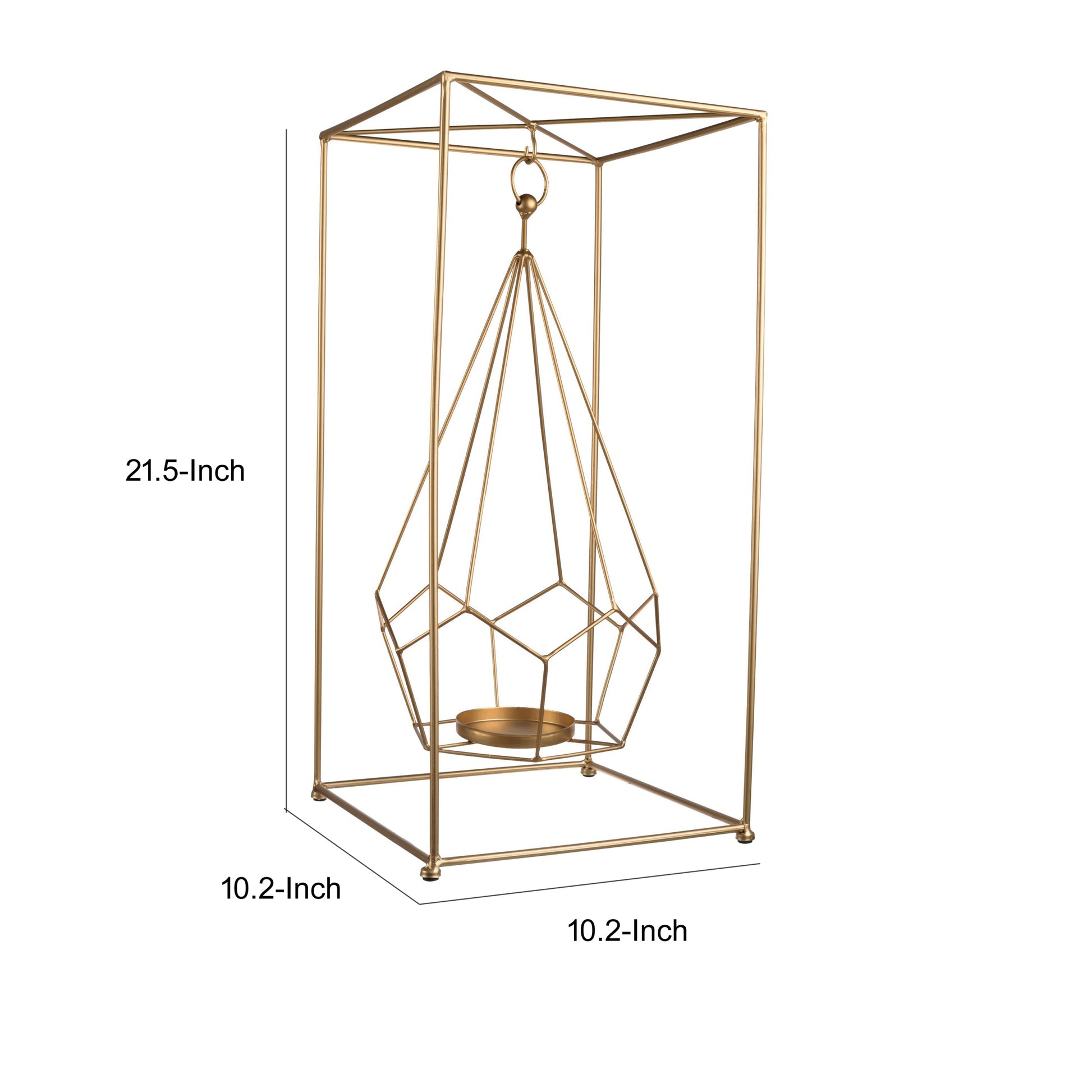 Stately Punctuated Metal Candle Holder Gold Iron