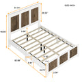 Farmhouse Wooden Platform Queen Size Bed, Modern Platform Bed With Wooden Strip Decoration, Plywood Slats Support, White Queen White Particle Board