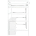 Wood Twin Size Loft Bed With Desk, Blackboard, Storage Box, Shelf And 3 Drawers, White Box Spring Not Required Twin White Wood Solid Wood Mdf