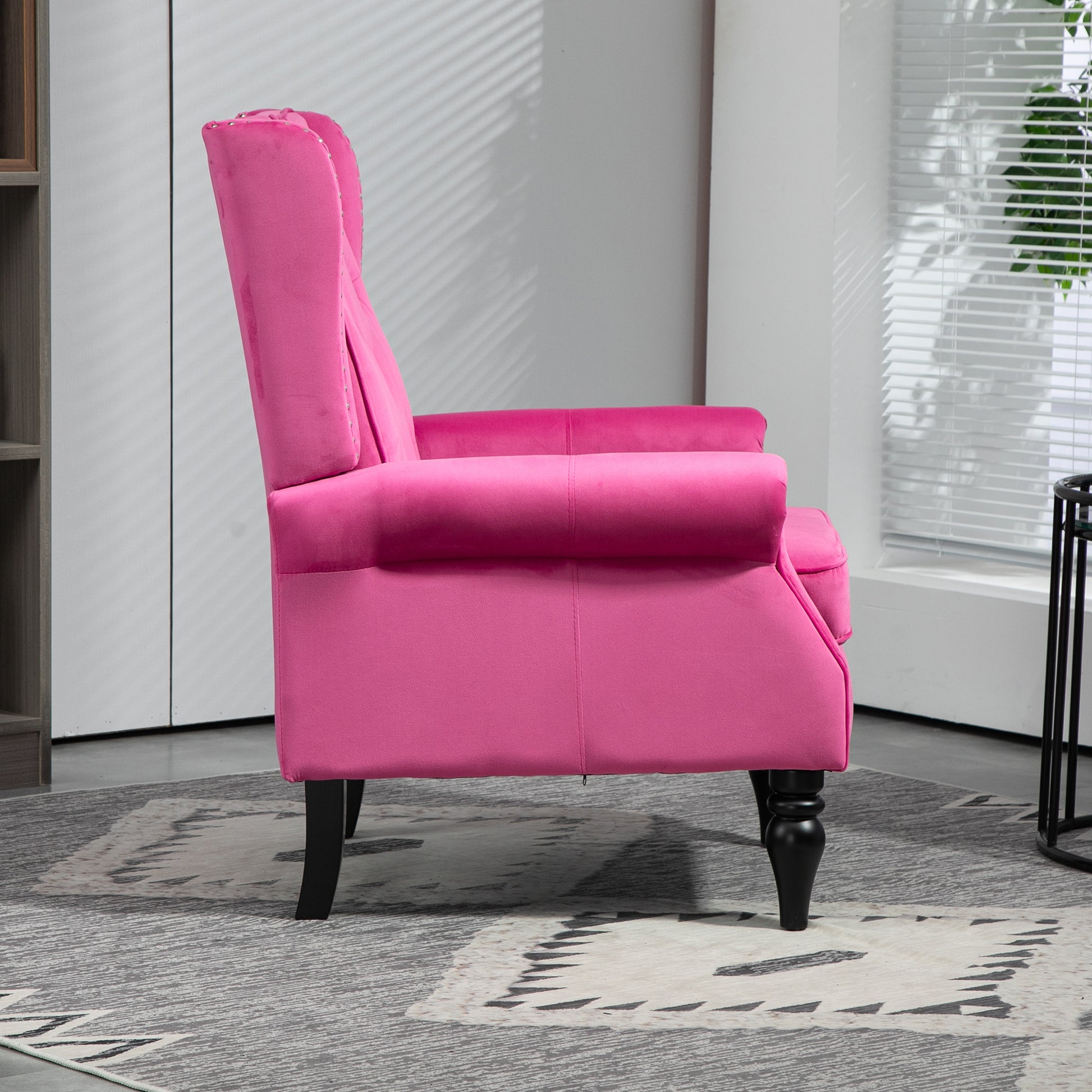 Coolmore Wood Frame Armchair, Modern Accent Chair Lounge Chair With Sturdy Wood Legs For Living Room Bedroom Red Red Foam Velvet