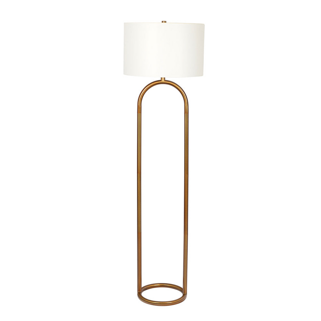 Vivid Brass Ring Base Floor Lamp With Large White Drum Shade Antique Brass,White Table&Floor Lamps Brass