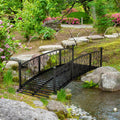 Outsunny 7' Metal Arch Garden Bridge With Safety Siderails, Decorative Arc Footbridge With Delicate Scrollwork 