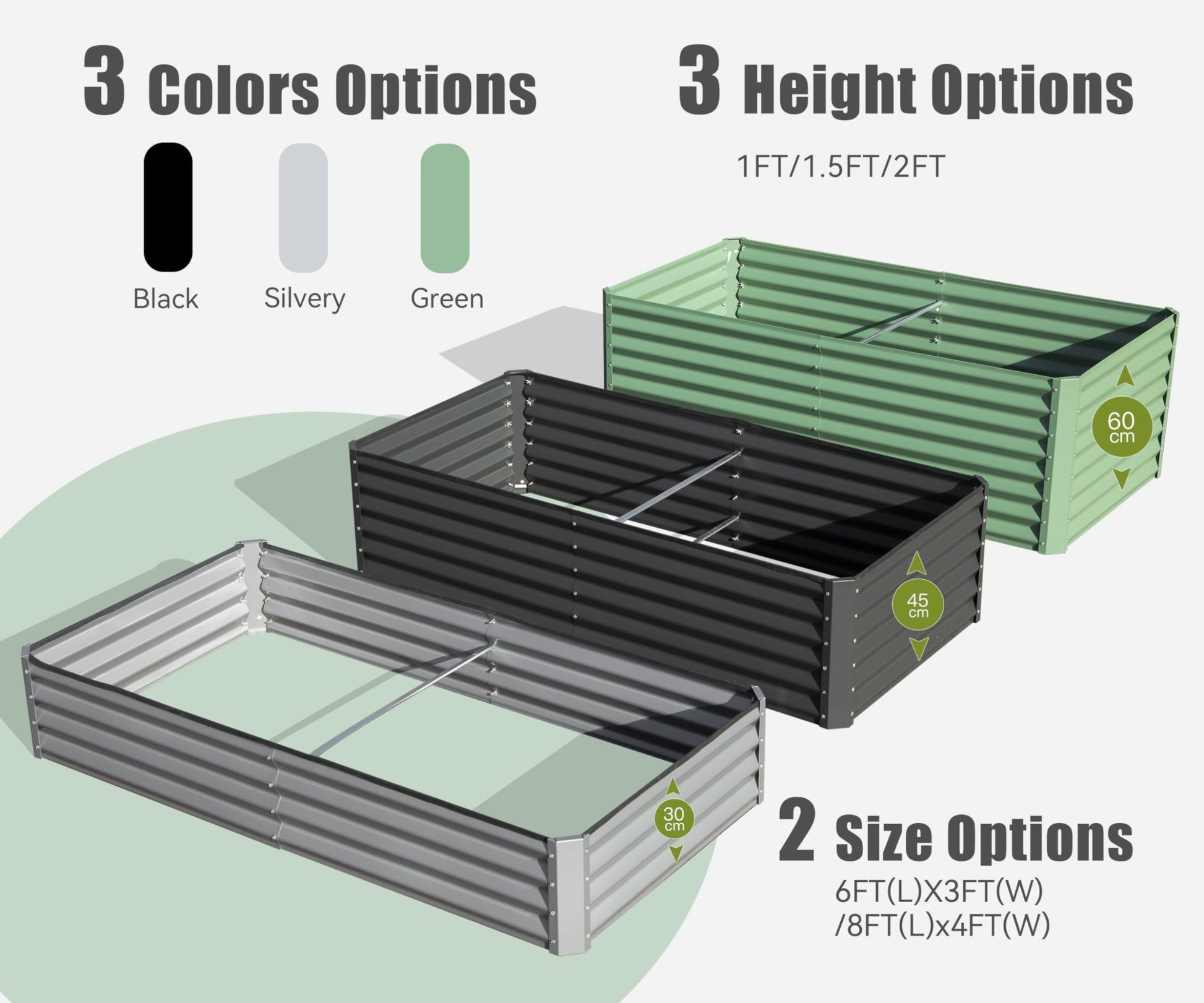 8X4X1.5 Ft Galvanized Raised Garden Bed, Outdoor Planter Garden Boxes Large Metal Planter Box For Gardening Vegetables Fruits Flowers, Silver Silver Garden & Outdoor Steel