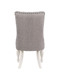 Grey And Antique White Side Chair With Tufted Back Set Of 2 Solid Grey White Dining Room Side Chair Tufted Back Set Of 2 Wood Fabric