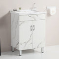 24 Inch Marble Textured Bathroom Cabinet With Ceramic Sink Marble Solid Wood