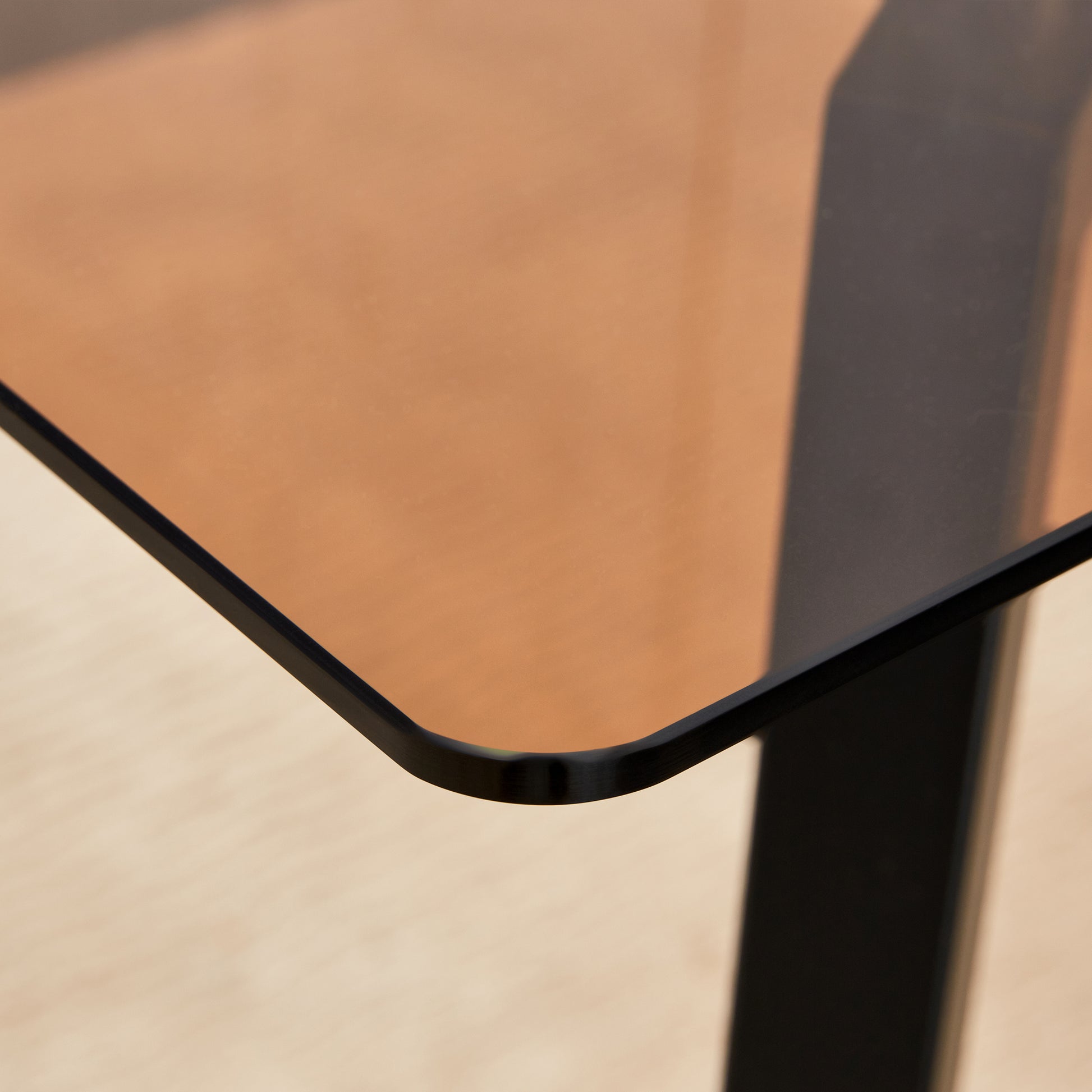 Table And Chair Set.Large Modern Rectangular Table With Brown Glass Top And Silver Metal Legs. Paired With 4 Dark Gray Chairs With Soft Linen Fabric Cushions And Black Metal Legs. Dark Gray,Silver