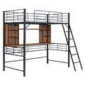 Twin Size Loft Bed With Desk And Shelfloft Bed With Ladder,Twin,Black Twin Black Metal