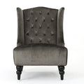 Toddman Hi Back Club Chair Grey Velvet