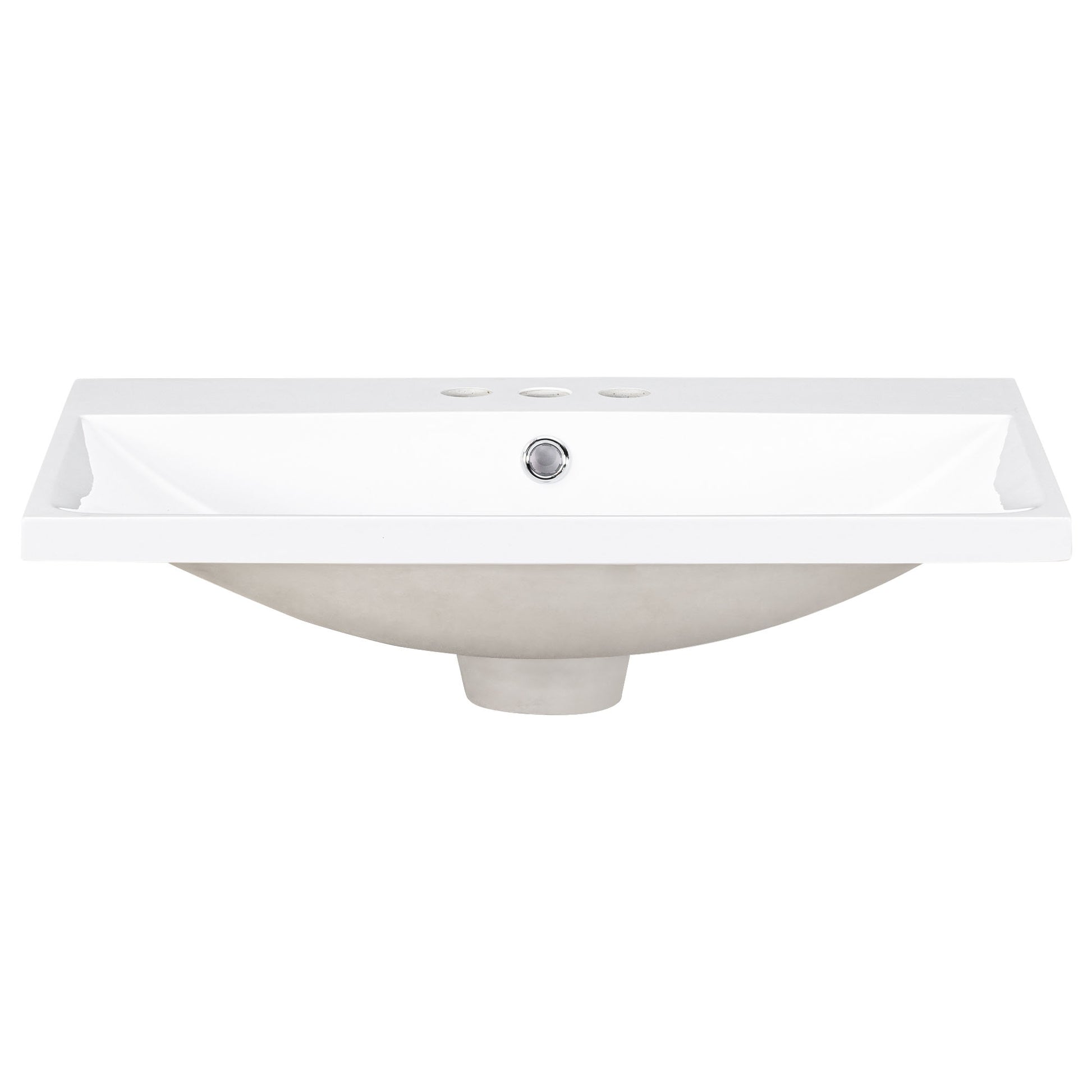 24" Single Bathroom Basin Sink, Vanity Top Only, 3 Faucet Holes, Resin White Bathroom Resin