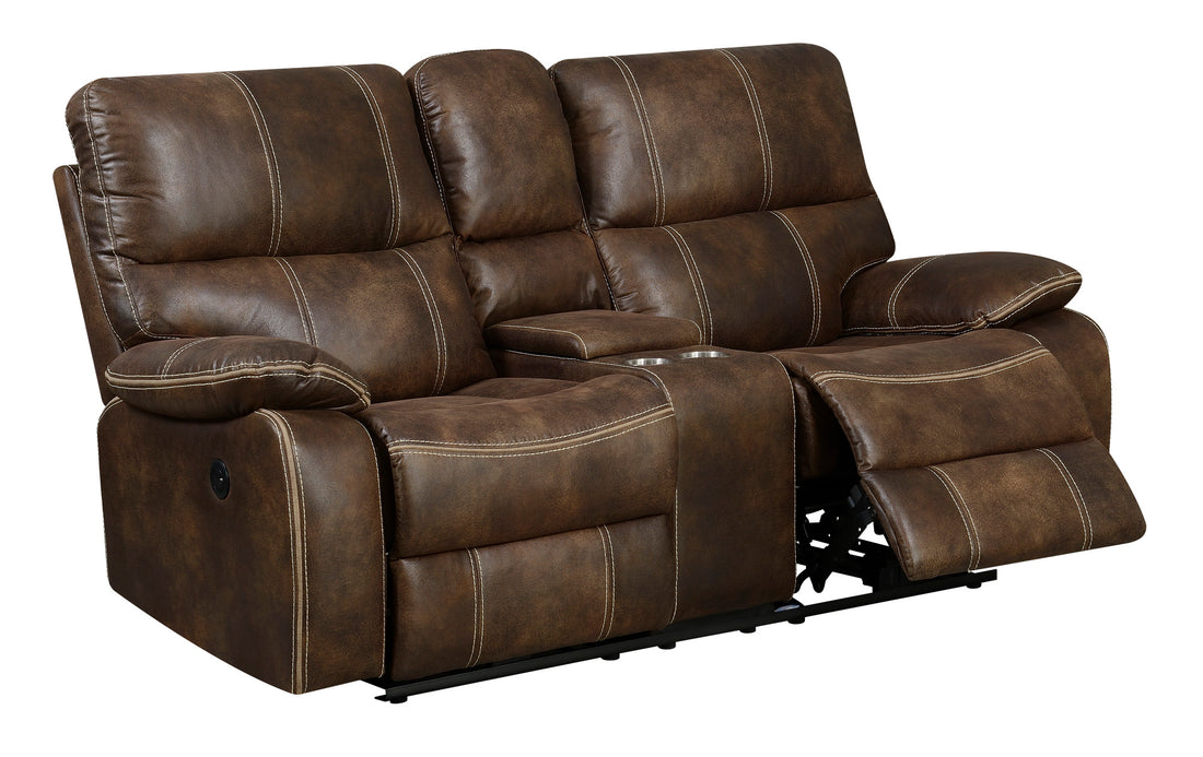 Hooper Brown Power Reclining Loveseat Brown Foam Engineered Wood