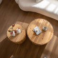 Retro Fashion Style Cylindrical Coffee Table With Vertical Texture Relief Design,Suitable For Living Room,Office,And Dining Room Set Of 2 Natural Mdf